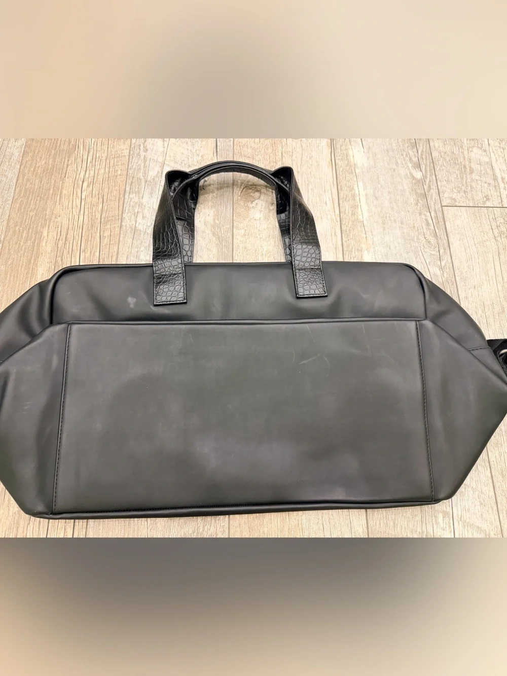 Jimmy Choo Black Men's Briefcase Tote with Croc-Embossed Handles